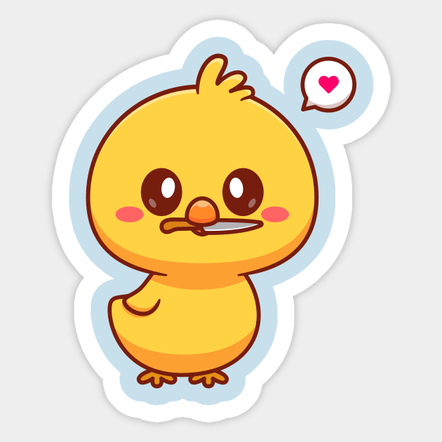 Cute Chick Bite Knife Cartoon Sticker by Catalyst Labs